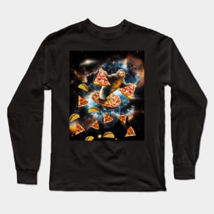 Galaxy Sloth Eating Pizza Taco In Space Long Sleeve T-Shirt